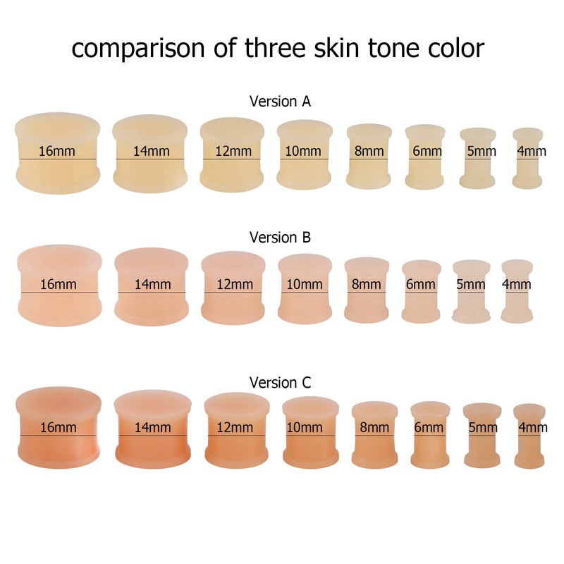 NewkeepsR Silicone 2G(6mm) Hider Flesh Skin Tone Double Flared Plug