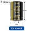 2 Pieces 50V 4700UF 2-pin soldered snap-in Terminal electrolytic capacitors
