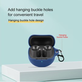 QWYJ for SoundPEATS Air5 Case Carcasa Protectora de Silicona, para SoundPEATS Air5 Funda con Mosquetón Llavero Anti-perdida (Negro)