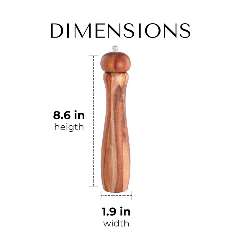 JS Gourmet Acacia Light Wood Pepper and Salt Mill Grinder