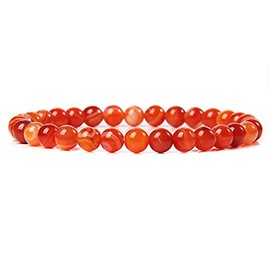 INENIMARTJ 6mm Natural Carnelian Crystal Bracelet for Women,Red Agate Gemstone Beaded Bracelet Stretchy Chakra Red Gems Stones Healing Crystal Energy Quartz Jewelry (B)