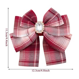 2 Pack Tartan Bow Knot Hair Clips,Laid Fashion Festive Accessories,Scottish Bow Hair Clips Elegant Bow Clip for Girls Women Hair Accessories(Red+Purple)