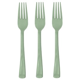 100 Pcs Sage Green Plastic Forks Sage Green Plastic Silverware Disposable Cutlery Heavy Duty 100 Forks for Birthday, Baby Shower, Picnic