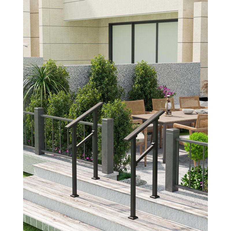 KYBOLT Outdoor Handrail, 1-2 Step Stair Handrail, Deck Staircase Handrails