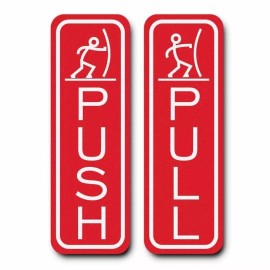 Imprue Door Sign -Classic Fun Push Pull Door Sign (Red) - Medium
