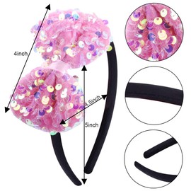 Candygirl 6PCS Girls Headbands Baby Girl Headbands with bows Glitter Sequin Bows for Girls Hair Accessories for Girls