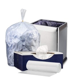 Plasticplace 7-10 Gallon Trash Bags│8 Microns│Clear Garbage Can High Density Liners│24" x 24" (1000 Count)