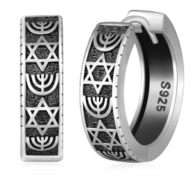 Star of David Earrings 925 Sterling Silver Star of David Hoop Earrings Jewish Jewelry Gifts for Men Women