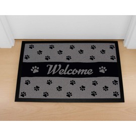 MoonWorks® Doormat Welcome Paw Dog Cat Door Mat for Pet Owners Non-Slip & Washable Black 60 x 40 cm