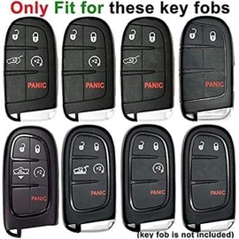 Teenpull Key Fob Cover Compatible with Jeep 3 4 5 Buttons with Keychain Soft TPU Key Case Fit for Jeep Grand Grand Cherokee Compass Dodge Durango Charger Challenger Chrysler 300 Dart Smart Key (Red)