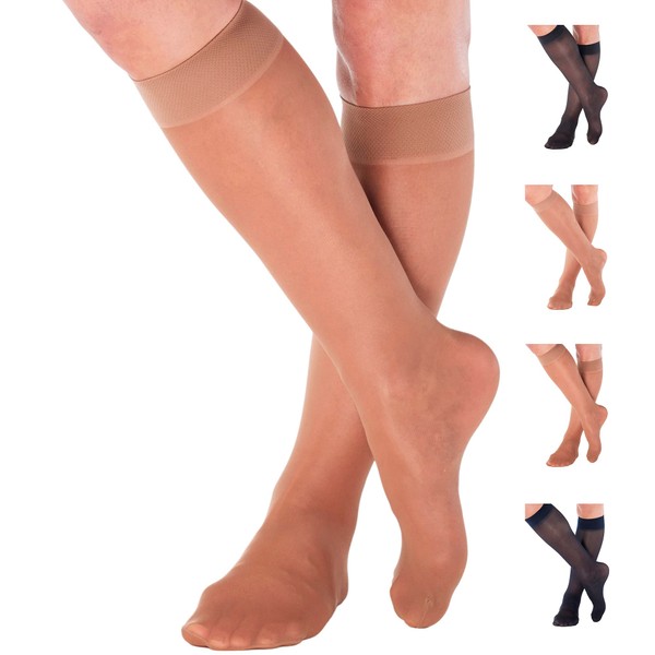 Made in USA - Compression Socks for Women Circulation 8-15mmHg - Sheer Graduated Support Stockings for Lymphedema, Pregnancy, DVT, Diabetic - Taupe, X-Large - A107T4