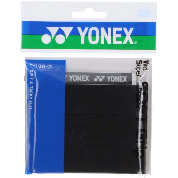 YONEX AC136-3 007 Wet Super Soft Grip (Pack of 3), Black