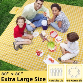 ZAZE Extra Large Picnic Blankets, 80''x80'' Washable Waterproof Foldable Oversized...