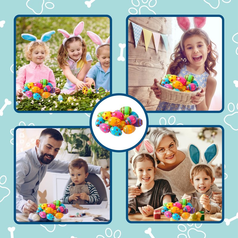 KSVFTB Plastic Eggs 12 Pcs Pattern Printed Easter Eggs, Empty
