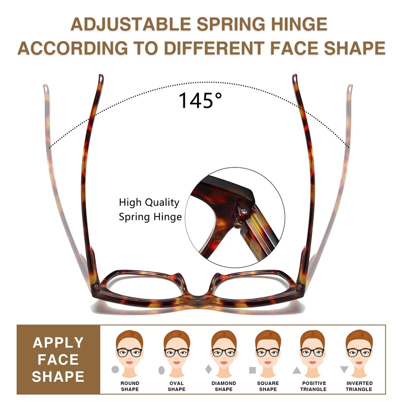 LOUOL Reading Glasses For Women Oversized Readers Blue Light Blocking