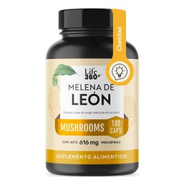 Melena De León Mushrooms Life 360+ 180 Cápsulas Hongo Melena Sabor Sin sabor