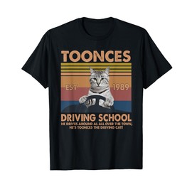 Toonces Driving School Est. 1989 The Driving Cat Retro T-Shirt