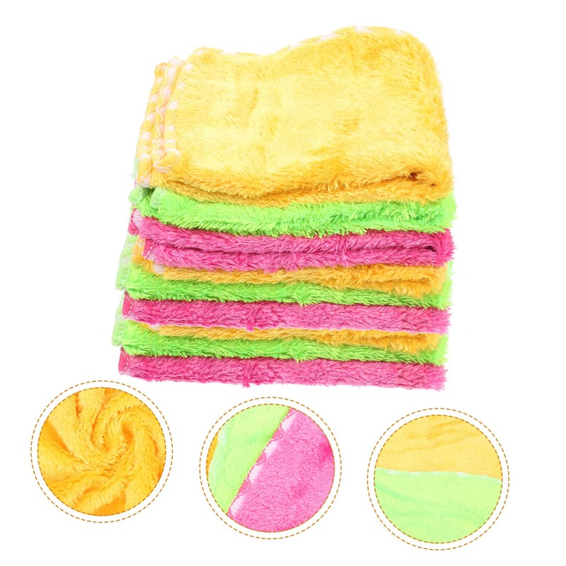 Ipetboom 9pcs Absorbent Coral Fleece Dishcloths Dish Rags Towelling Tea