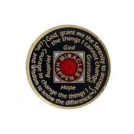 25 Year NA Style Clean Time Chip Metallic Red Tri-Plate Sobriety Chip
