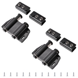 UFURMATE Glass Door Magnetic Catch Latch Closures, 2 Set Push Open Double Glass Door Magnetic Touch Latchs with Adjustable Cabinet Clamp, Fit for 3-7mm Free-Swinging Frameless Glass Door (Black)