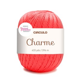 Circulo Charme - Hilo de algodón para ganchillo y tejer, 100% hilo de algodón mercerizado, algodón virgen brasileño, hilo rosa para ganchillo - Color 4004 - Coral, 5 onzas, 433 yardas - Sport