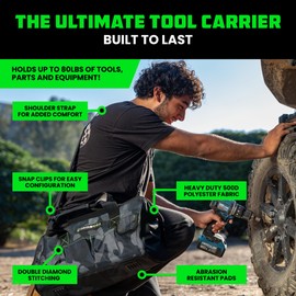 Rhino USA Tool Bag (18-Inch) Heavy Duty Wide Mouth Tool Tote with Zipper for Men - Large Tools Bags with Extra Side Storage Pockets, Reinforced Shoulder Strap & Upgraded Metal Clips (Camo)