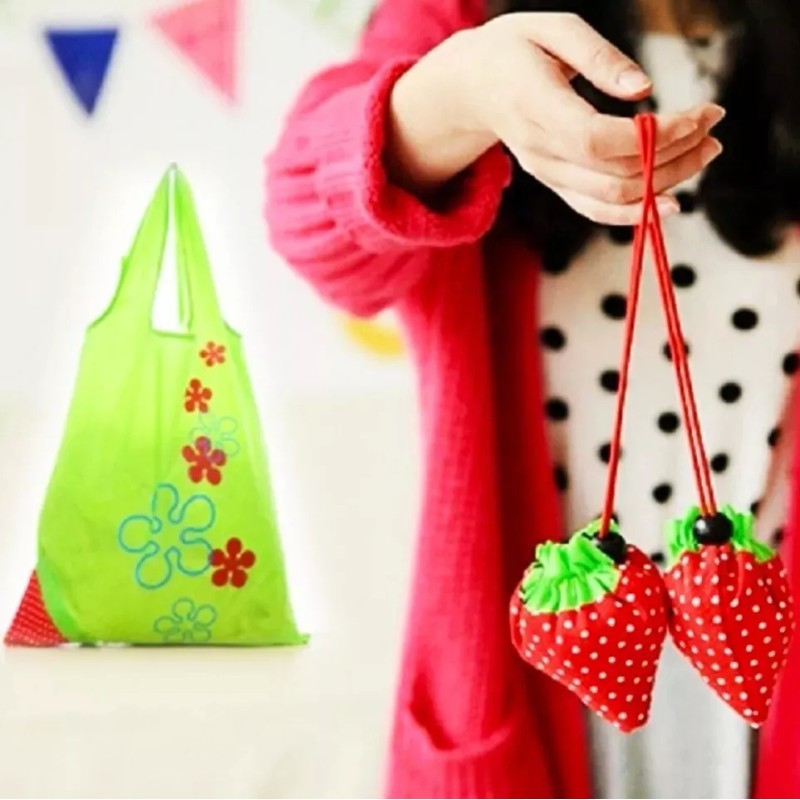 CL Bolsa Magica Fresa Ecologica Mandado Plegable Reutilizable
