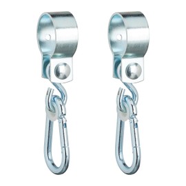 Relaxdays Swing Hooks with Carabiners, Set of 2 Cuff Hooks, 50 mm, Swing Attachment, Stainless Iron, Silver