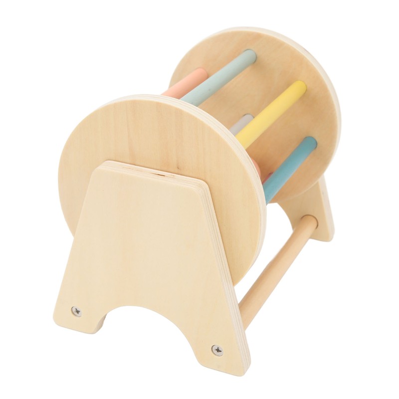 Wooden Rattle Rolling Drum Logic Thinking Hand Eye Coordination Safe
