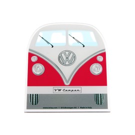 BRISA VW Collection - Volkswagen Hippie Bus T1 Camper Van Ice Scraper, Windscreen Scraper, Ice and Snow Remover, Winter Car Accessories (Front/Red)