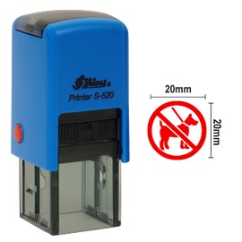 No Dogs Sign Not Allowes Icon Round Rubber Stamp Self Inking Shiny Mini Stamper 20 mm- Red Ink