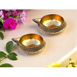 Handcrafted Brass Diya - Traditional Oil Lamp for Diwali, Pooja, Festivals & Home Decor | Perfect Gift for Special Occasions (Extra Large - 72mm, 2)