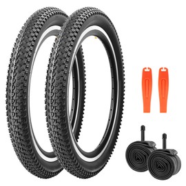 WEEROCK 20 Inch Bike Tire Two Pack 20 in Bicycle Tires Folding Bead Replacement Tyre, 20x2.125 Inch Wide Mountain Bicycle Tires with Inner Tubes for 20" Bicycles MTB BMX Kid Bikes, Black