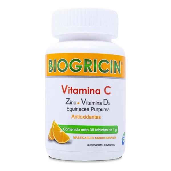 Biogricin Vitamina C 30 Tabs Masticables De 1 G Sabor