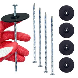 Garden Stakes with Gasket Spiral, 6in Galvanized Steel Turf Nails Garden Weed Barrier Stakes Staples for Fixing Landscape Fabric, Landscape Edging, Artificial Grass, Floor Mats, Etc (42 PC)