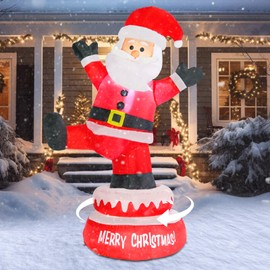 Taman 5 FT Christmas Inflatable Decorations Santa Claus, Stand Rotating Santa Built-in Bright LED Light Blow Up for Yard, Garden,Lawn Outdoor Holiday Yard Decorations