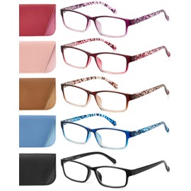 JOLISU Pack Reading Glasses for Women and Men, Lightweight Eyeglasses with Spring Hinge, Blue Light Blocking Readers-0.50