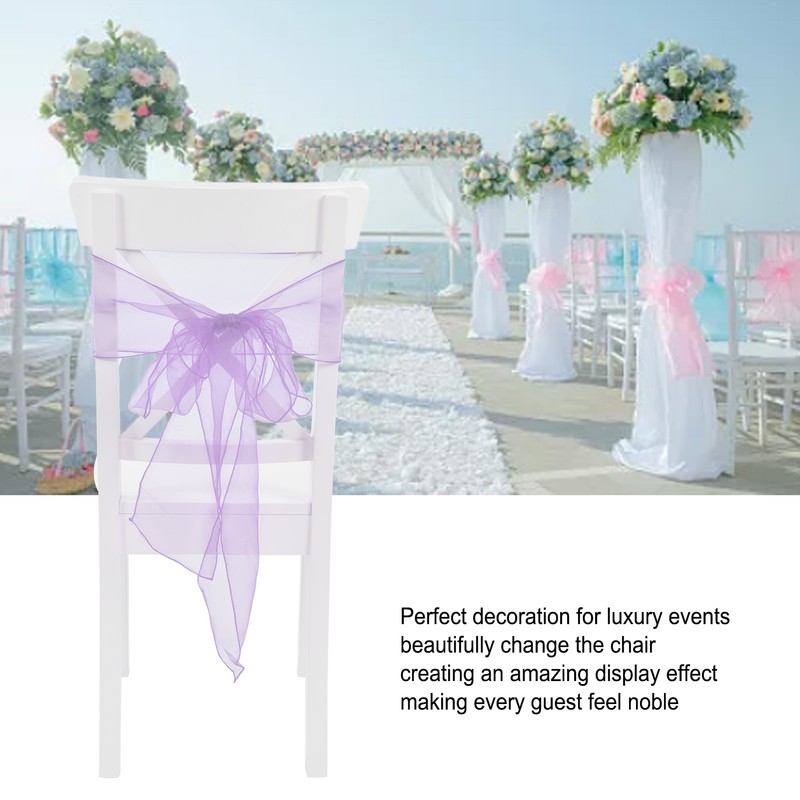 10Pcs Organza Banquet Chair Sash Exquisite Chair Bows Sashes for