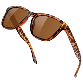 KANASTAL Polarised Sunglasses Men Women Classic Retro Rectangle Sunglasses UV400 Protection for Travel Hiking and Everyday Use Leopard Frame Brown Lenses
