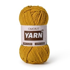 Plush Chenille Chunky Crochet Yarn - Baby Yarn for Crocheting Soft - Velvet Yarn Knitting for Blankets Crafts - Fluffy Amigurumi Yarn 100g / 131yd (Turmeric)