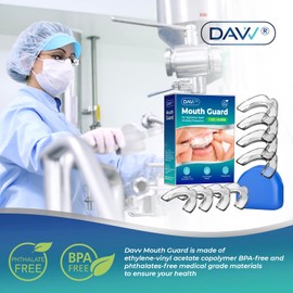 Mouth Guard for Grinding Teeth Upgraded Night Guard for Teeth Grinding, Stops Bruxism, Eliminates Teeth Clenching 2 Sizes, Pack of 8 with Travel Hygiene Case