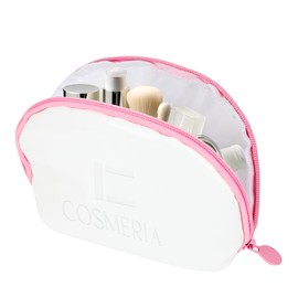 Cosmeria Makeup Bag Organizer & Travel Cosmetic Bag - Toiletry Bag for Women Fits Carry-On and Suitcase - Make Up Faux Patent Leather Pouch with Durable Pink Zipper, Medium