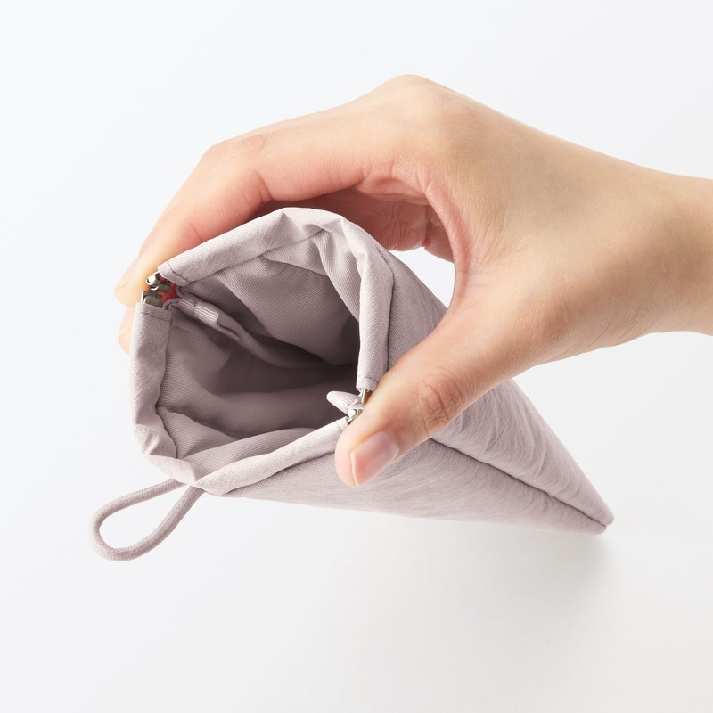 Muji 84475757 Wrinkle Nylon Flat Pouch with One Hand, Pink,
