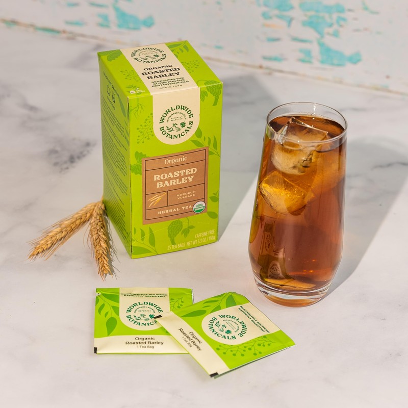 Worldwide Botanicals Organic Roasted Barley Tea, 25 Tea Bags -