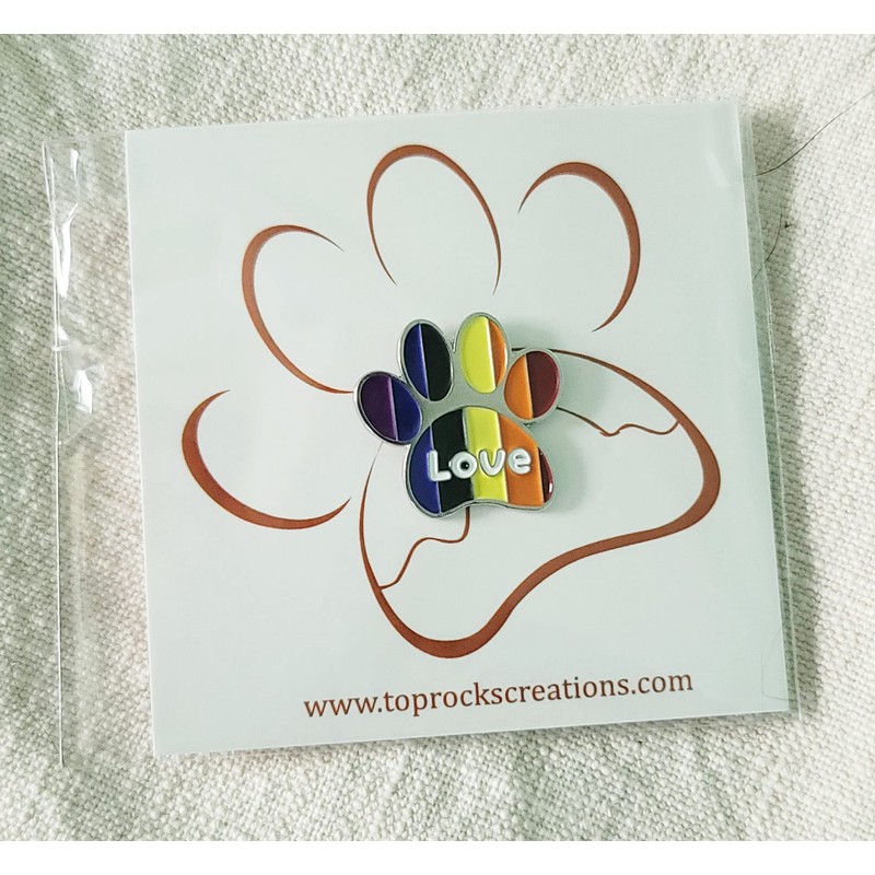 Rainbow Love Paw Print Enamel Pin