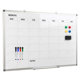 Comix Magnetic Dry Erase Calendar Whiteboard, 36 x 24 Inches Monthly Calendar Dry Erase Board for Wall, Aluminum Frame Planner White Board with Dry Erase Markers, Eraser, Magnets