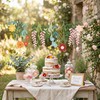 2 Pcs Flower Banner with Paper Flower Fans, Floral Garland