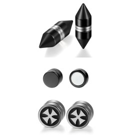 OIDEA Non-Piercing Ear Cuff Magnetic Set, Ear Clips Men Women Unisex Vintage Ear Cuff Stainless Steel Punk Rock Earcuffs Earrings in Black Gold Silver Blue Earrings Lace Circle Gift, Stainless Steel,