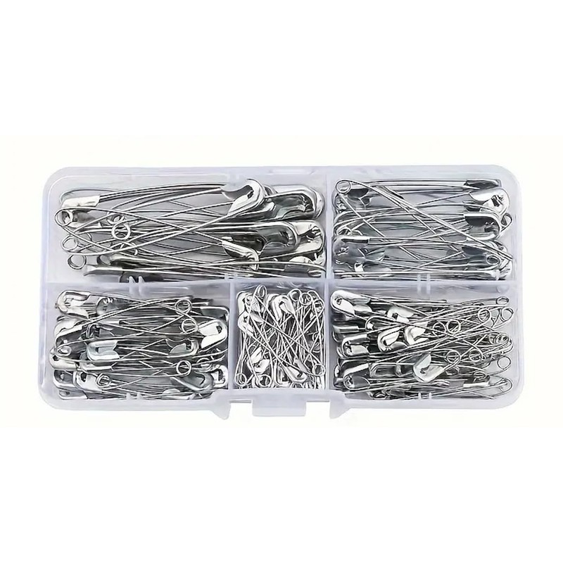 140 Pack Safety Pins 5 Sizes, Heavy Duty Nickle Plated