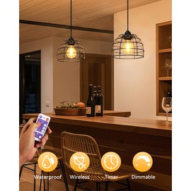 FabStyl Battery Operated Hanging Outdoor Chandelier, 4/6/8 H Timer, Dimmable Bohemian Hanging Shed Gazebo Lights Outdoor Waterproof for Patio, Porch, Gazebo, Pergola, Kitchen Decor Lighting